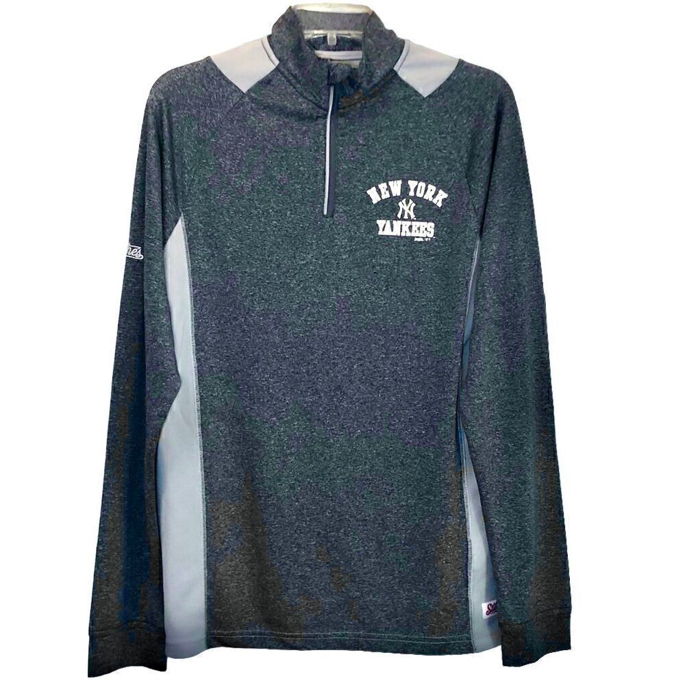 Stitches New York Yankees Quarter Zip Pullover in Blue Heather/Grey Women’s S